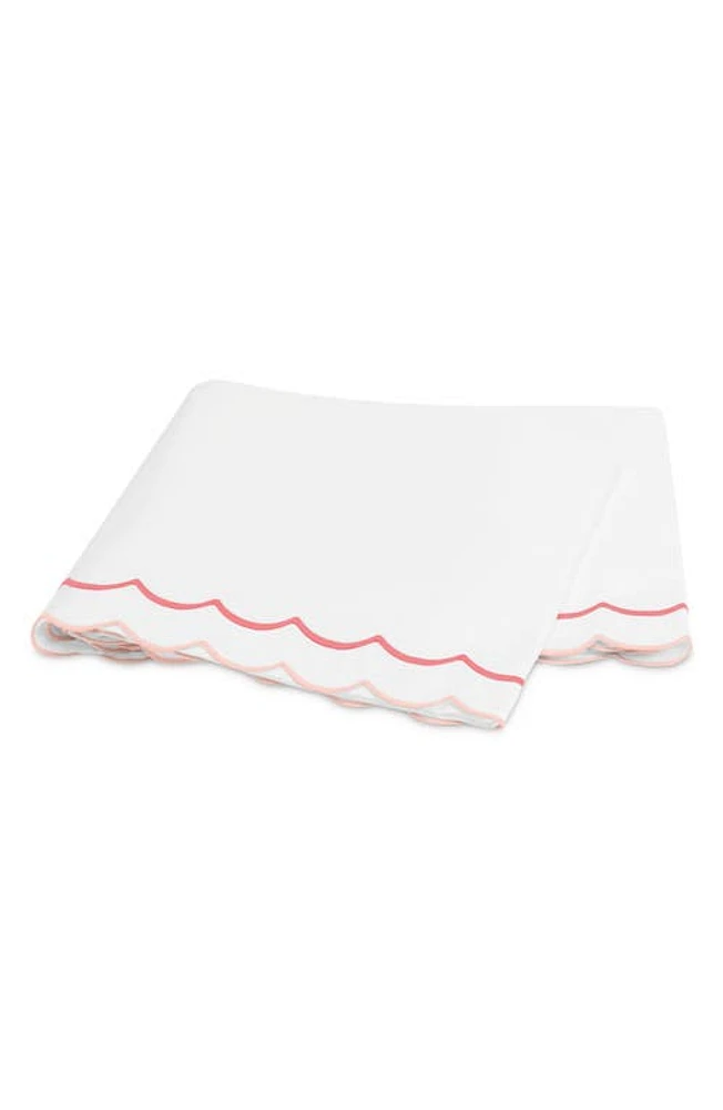 Matouk India Scallop 350 Thread Count Flat Sheet in Blush at Nordstrom