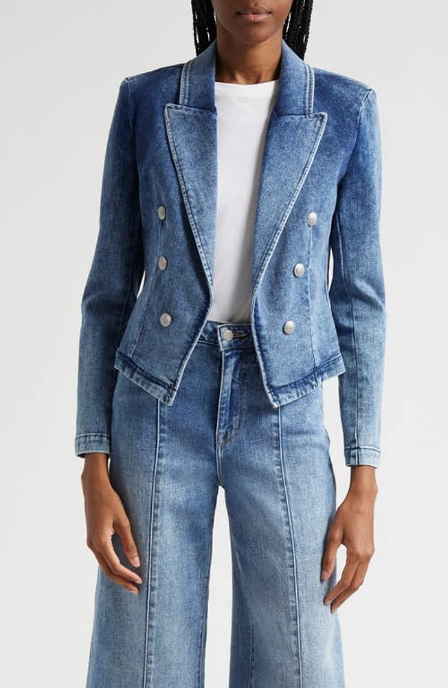 L'AGENCE Wayne Crop Denim Double Breasted Jacket Toronto at Nordstrom,