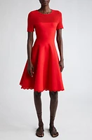 Jason Wu Collection Mixed Media Cotton Fit & Flare Dress Coral at Nordstrom,