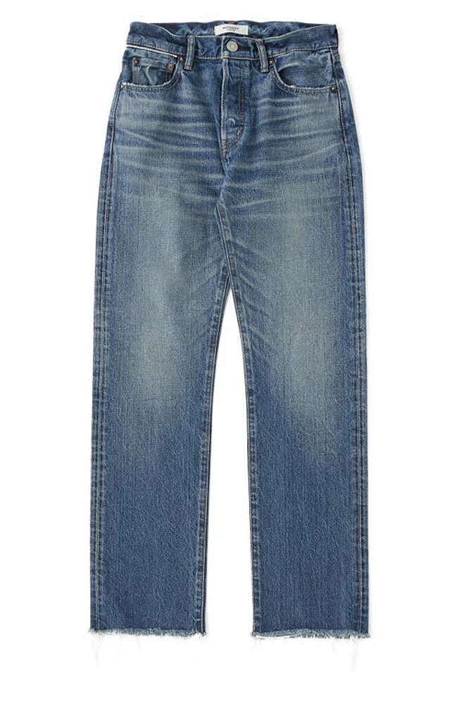 MOUSSY Chateau Straight Leg Raw Edge Jeans in Blue at Nordstrom, Size 23