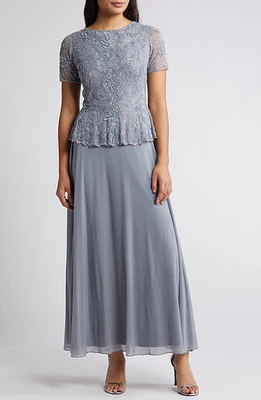 Pisarro Nights Mock Two-Piece Embellished Cocktail Dress Sea Blue at Nordstrom,