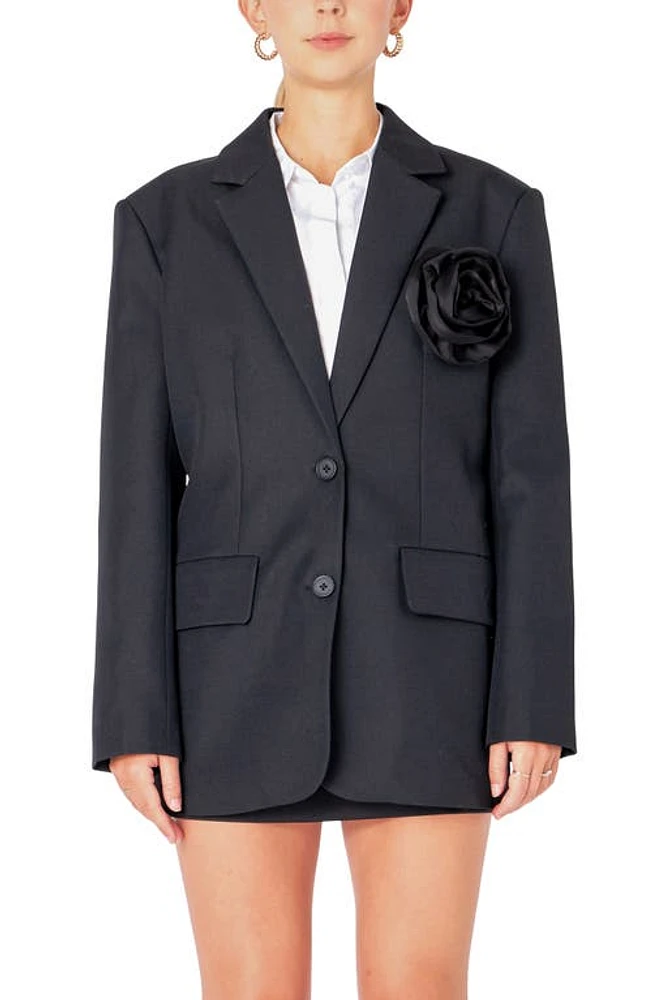 Endless Rose Corsage Blazer Black at Nordstrom,