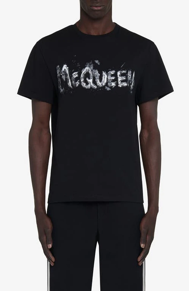 Alexander McQueen Logo Cotton Graphic T-Shirt Black /Grey at Nordstrom,