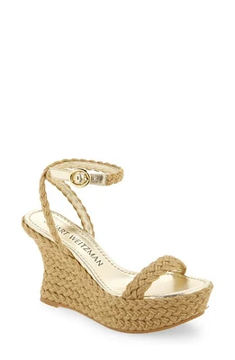 Stuart Weitzman Braida Strap Espadrille Wedge Sandal Gold/Natural at Nordstrom,