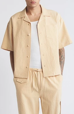 Billionaire Boys Club Cabana Oversize Organic Cotton Seersucker Camp Shirt at Nordstrom,