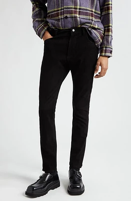 Undercover Zip Detail Lambskin Suede Pants Black at Nordstrom,