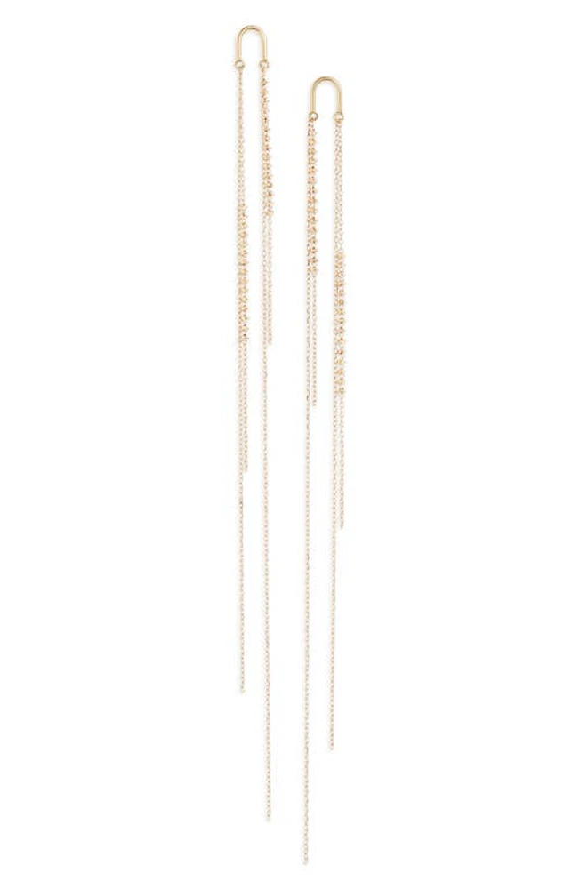 Poppy Finch Long Arch Shimmer Drop Earrings in 18K Yellow Gold at Nordstrom