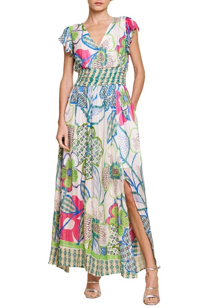 CIEBON Jennsen Floral Maxi Dress in Cream at Nordstrom, Size X-Small