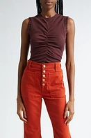 Ulla Johnson Kyla Ruched Sleeveless Cotton Top at Nordstrom,