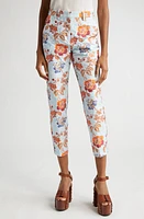 Etro Floral Jacquard Crop Cigarette Trousers Multicolour On Pale Blue at Nordstrom, Us