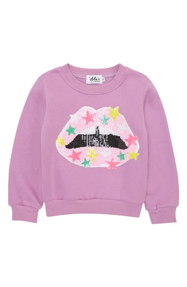 Lola & the Boys Starstruck Sequin Sweatshirt in Purple at Nordstrom, Size 4