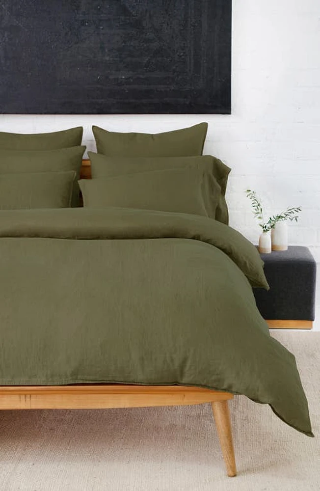 Pom Pom at Home Parker Linen Duvet Cover & Sham Set in Forest at Nordstrom