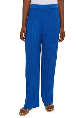 Misook Rib Wide Leg Pants Lyons Blue at Nordstrom,