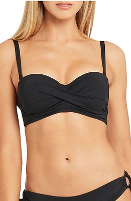 Sea Level Twist Front Bandeau Bikini Top in Black at Nordstrom, Size 10 Us