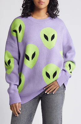 Dressed in Lala Alien Crewneck Sweater in Lavender at Nordstrom, Size Small