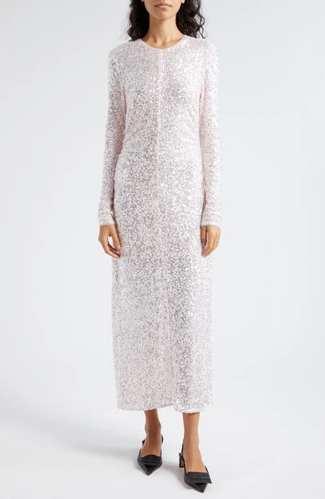 Ganni Long Sleeve Sequin Maxi Dress in Mauve Chalk at Nordstrom, Size 2 Us