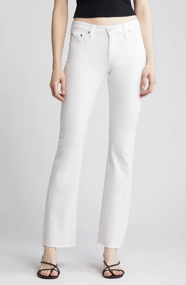 AG Angel Raw Hem Mid Rise Bootcut Jeans White at Nordstrom,