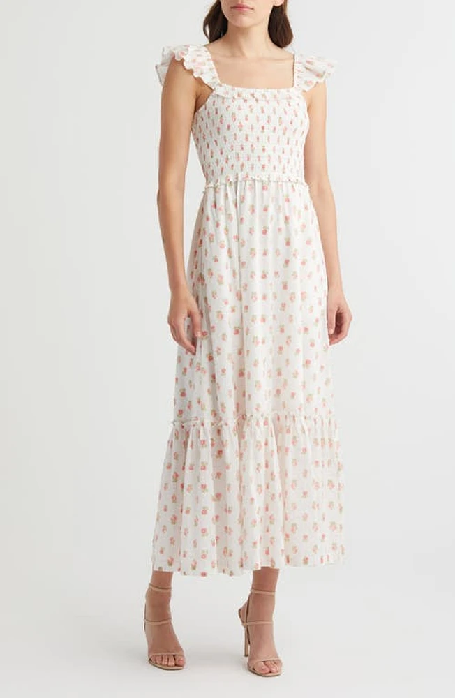 LoveShackFancy Guinevere Swiss Dot Maxi Sundress Cerise Pink at Nordstrom,