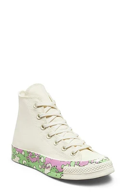 Converse Chuck Taylor Floral High Top Sneaker in Egret/Beyond Pink/Lime Rave at Nordstrom, Size 5