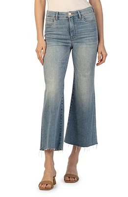 KUT from the Kloth Meg Fab Ab Raw Hem High Waist Ankle Wide Leg Jeans Romantic W/Medi at Nordstrom,