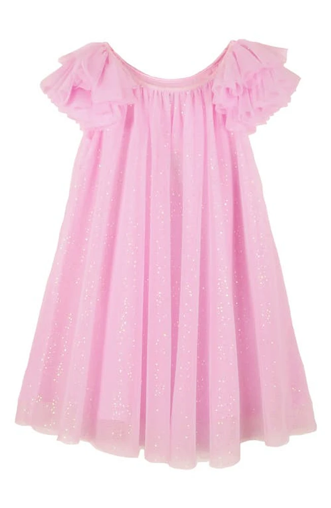 Zunie Kids' Chacha Ruffle Glitter Mesh Party Dress Orchid at Nordstrom,