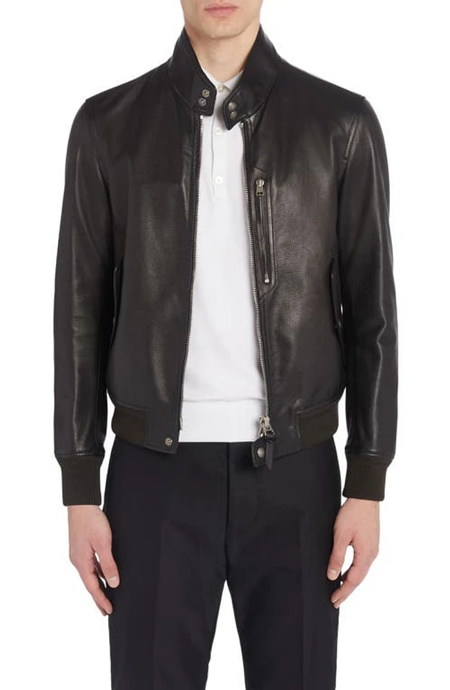 TOM FORD Harrington Leather Bomber Jacket Black at Nordstrom, Us