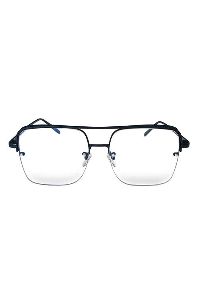 Fifth & Ninth Sunday 58mm Aviator Blue Light Blocking Glasses in Black/Clear at Nordstrom