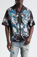 AMIRI Dragon Cotton Bowling Shirt Black at Nordstrom,