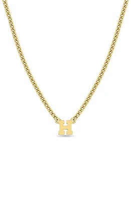 Zoë Chicco Curb Chain Initial Pendant Necklace in Yellow Gold-H at Nordstrom, Size 16