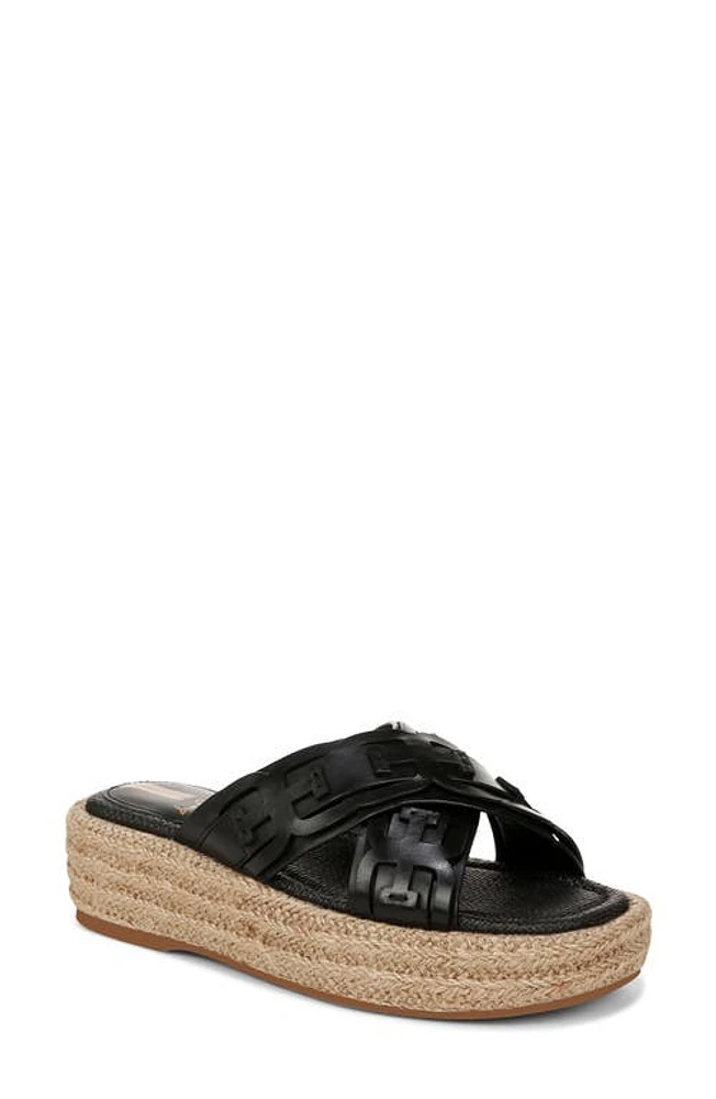 Sam Edelman Pria Espadrille Platform Wedge Slide Sandal Black at Nordstrom,