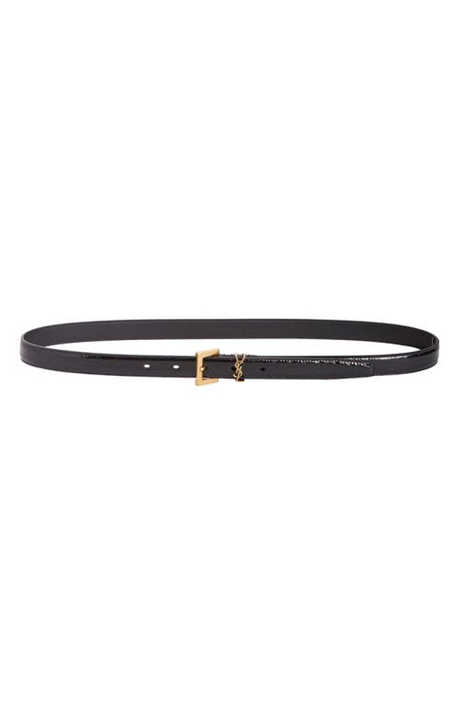 Saint Laurent YSL Logo Slim Patent Leather Belt Nero at Nordstrom,