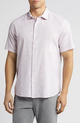 Robert Barakett Legato Short Sleeve Button-Up Shirt Pink at Nordstrom,