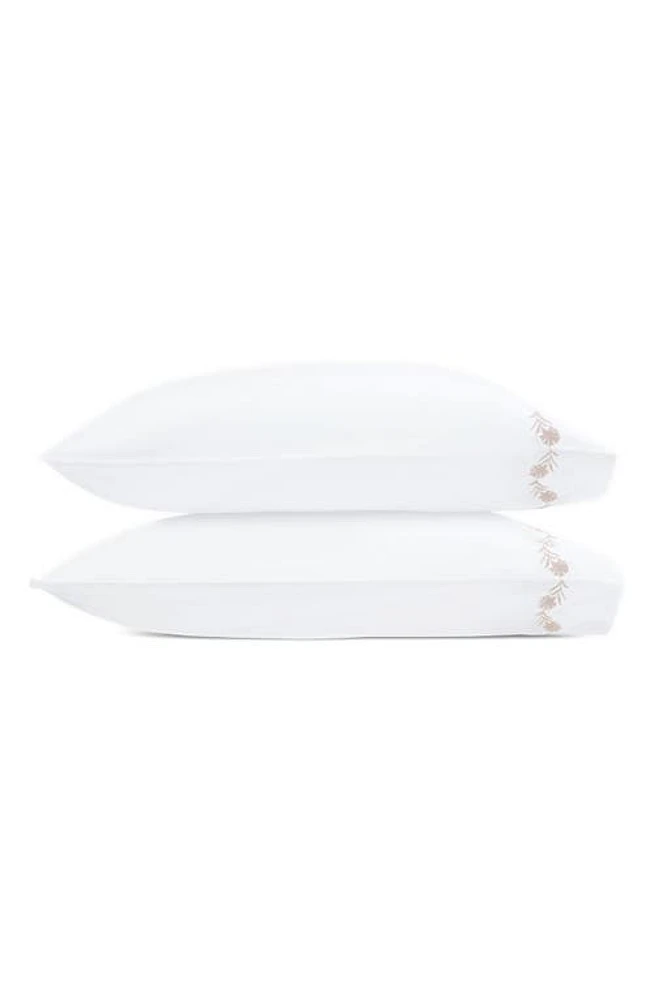 Matouk Daphne Set of 2 Floral Embroidered 520 Thread Count Pillowcases in Dune at Nordstrom, Size Standard