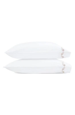 Matouk Daphne Set of 2 Floral Embroidered 520 Thread Count Pillowcases in Dune at Nordstrom, Size Standard