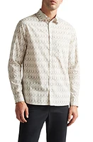 Ted Baker London Temple Tree Print Button-Up Shirt in Natural at Nordstrom, Size 7