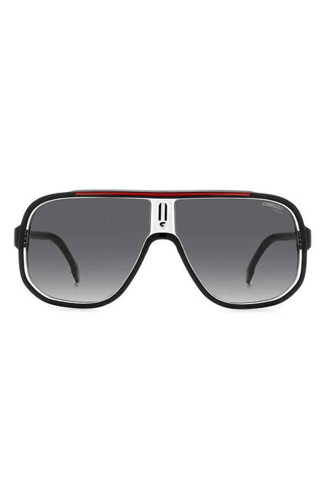 Carrera Eyewear 63mm Oversize Rectangular Navigator Sunglasses in Black Red/Grey Shaded at Nordstrom