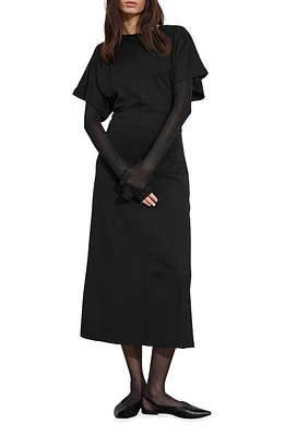 & Other Stories Dolman Sleeve Midi Dress Black Dark at Nordstrom,