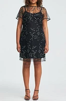 Estelle Floral Embroidered Mesh Cocktail Dress Black at Nordstrom,