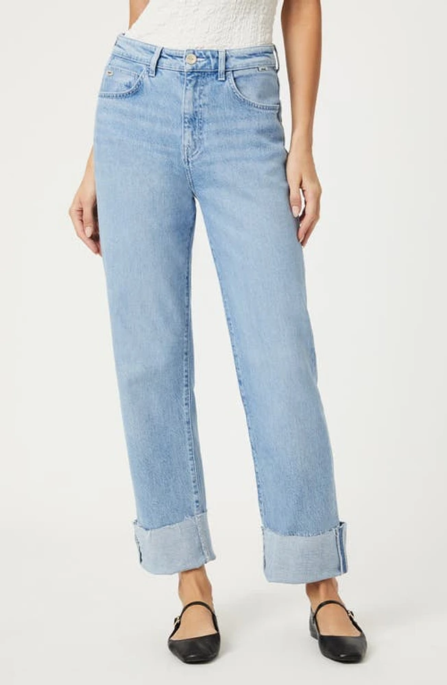 Mavi Jeans Savannah Cuffed High Waist Raw Hem Wide Leg Natural Light Denim at Nordstrom, 27