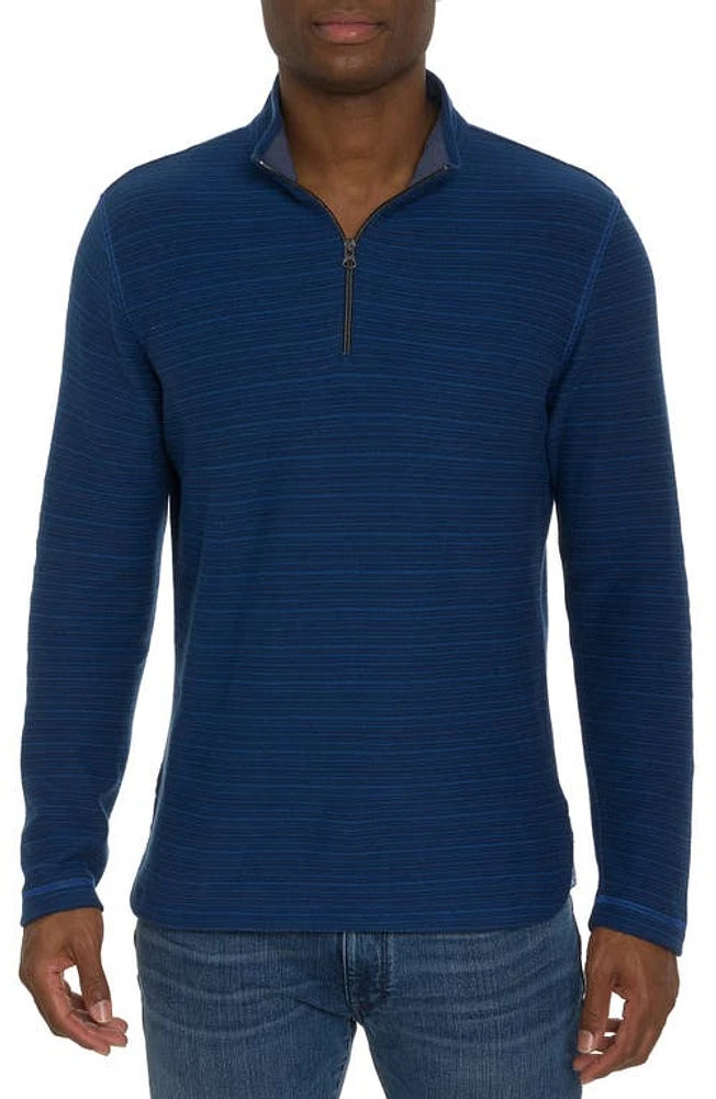 Robert Graham Desmond Stripe Quarter Zip Pullover Navy at Nordstrom,