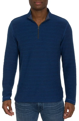 Robert Graham Desmond Stripe Quarter Zip Pullover Navy at Nordstrom,