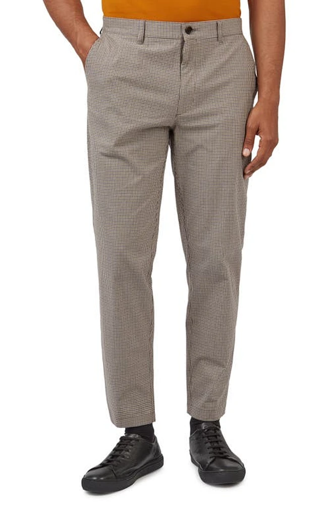 Ben Sherman Slim Fit Minicheck Tapered Pants Chestnut at Nordstrom,