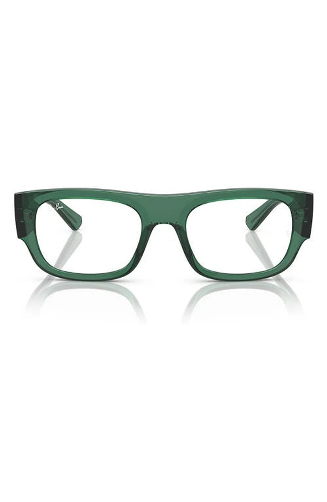 Ray-Ban Kristin 52mm Rectangular Optical Glasses in Transparent Green at Nordstrom