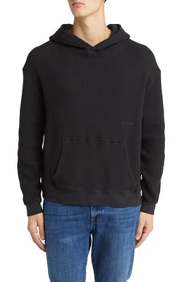 FRAME Waffle Pullover Hoodie in Noir at Nordstrom, Size Small