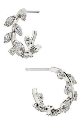 Nadri Whimsy Cubic Zirconia Vine Hoop Earrings in Rhodium at Nordstrom