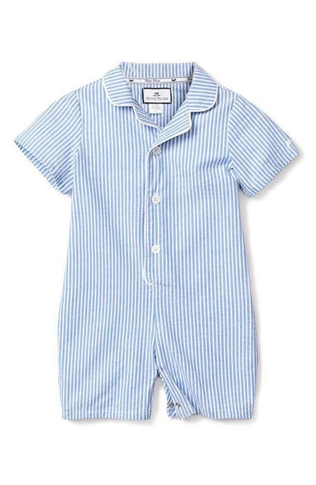 Petite Plume Classic Seersucker One-Piece Pajamas Blue at Nordstrom,