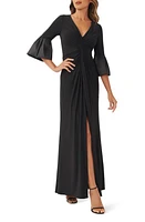 Adrianna Papell Twist Front Jersey Gown Black at Nordstrom,