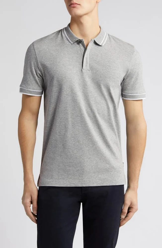 BOSS Parlay Tipped Cotton Polo Silver at Nordstrom,