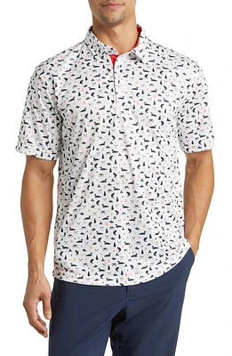 Swannies Jesse Boating Print Golf Polo White at Nordstrom,