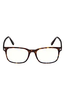 TOM FORD 51mm Square Blue Light Blocking Reading Glasses in Dark Havana at Nordstrom